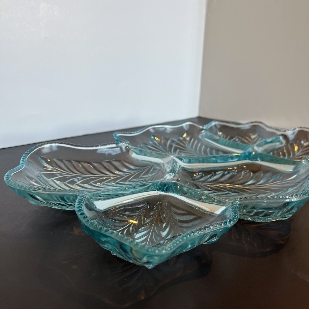 Vintage Jeanette Blue Glass Divided Dish - 1950s - Picture 10 of 10
